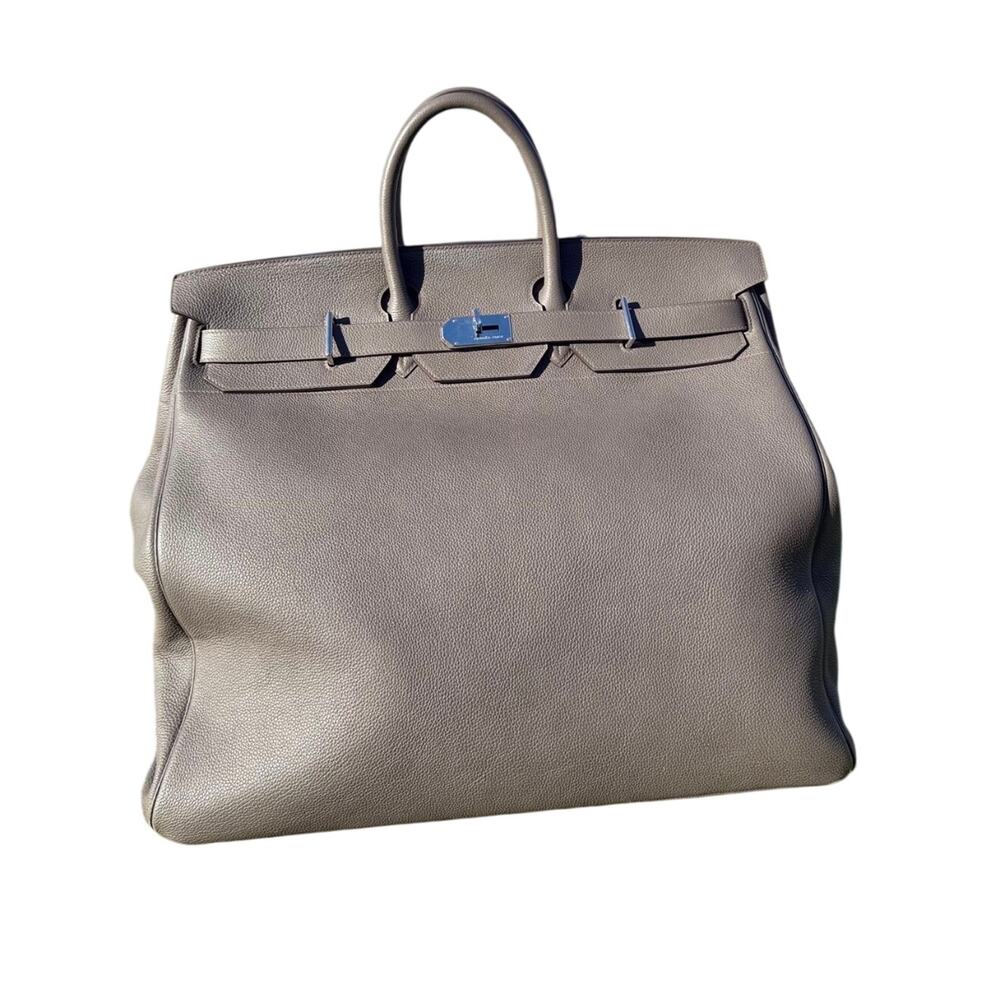 Rare! Hermès HAC 50 in Gris Meyer Togo leather with palladium hardware